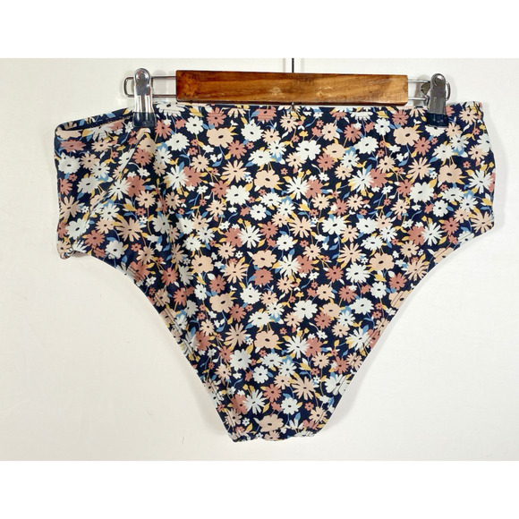 Kona Sol Swimsuit Bikini Bottoms Size Large Black Floral Ditzy Daisy Beachy - Picture 4 of 7